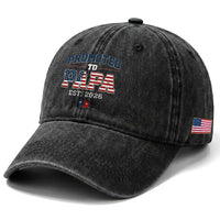Patriotic Promoted To Dad Est 2026 Washed Cotton Baseball Cap US Flag New Father Gift