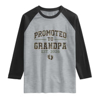 Promoted To Grandpa Est 2026 Raglan Shirt Vintage Camo Grandpa Graphic