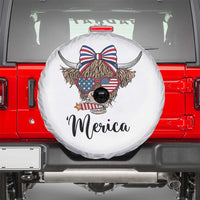 Patriotic Highland Cow Spare Tire Cover Merica USA Flag Farmer Gift