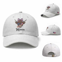 Patriotic Highland Cow Baseball Cap Merica USA Flag Farmer Gift