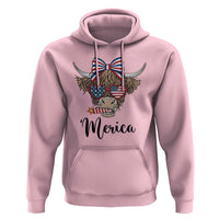 Patriotic Highland Cow Hoodie Merica USA Flag Farmer Gift