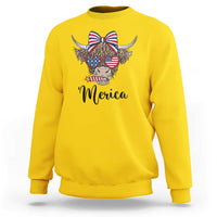 Patriotic Highland Cow Sweatshirt Merica USA Flag Farmer Gift
