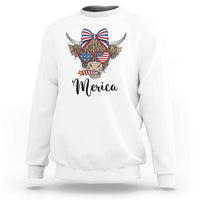 Patriotic Highland Cow Sweatshirt Merica USA Flag Farmer Gift