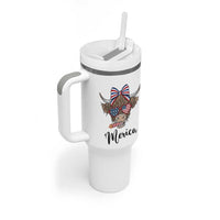 Patriotic Highland Cow Tumbler With Handle Merica USA Flag Farmer Gift