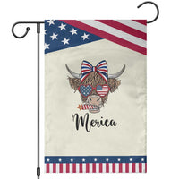Funny Highland Cow Lover Patriotic Garden Flag Merica USA Flag Farmer Gift