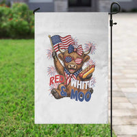 Striped Highland Cow 4th Of July Garden Flag Red White And Moo