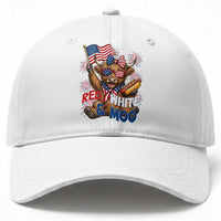 Striped Highland Cow 4th Of July Baseball Cap Red White And Moo