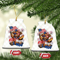 Striped Highland Cow 4th Of July Ceramic Ornament Red White And Moo