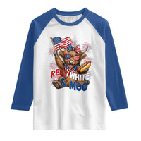 Striped Highland Cow 4th Of July Raglan Shirt Red White And Moo