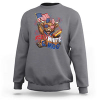 Striped Highland Cow 4th Of July Sweatshirt Red White And Moo