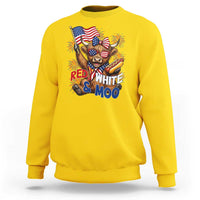 Striped Highland Cow 4th Of July Sweatshirt Red White And Moo