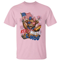 Striped Highland Cow 4th Of July T Shirt Red White And Moo