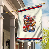 Striped Highland Cow 4th Of July Patriotic Garden Flag Red White And Moo