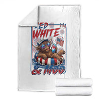Funny Highland Cow Pool Party 4th Of July Throw Blanket Red White And Moo