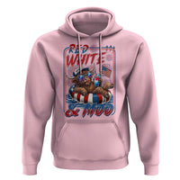 Funny Highland Cow Pool Party 4th Of July Hoodie Red White And Moo