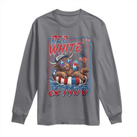 Funny Highland Cow Pool Party 4th Of July Long Sleeve Shirt Red White And Moo