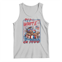 Funny Highland Cow Pool Party 4th Of July Tank Top Red White And Moo