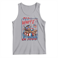 Funny Highland Cow Pool Party 4th Of July Tank Top Red White And Moo