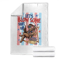 Funny Patriotic Highland Cow Throw Blanket 4th Of July Fireworks Celebration