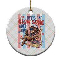 Funny Patriotic Highland Cow Ceramic Ornament 4th Of July Fireworks Celebration
