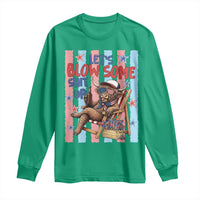 Funny Patriotic Highland Cow Long Sleeve Shirt 4th Of July Fireworks Celebration
