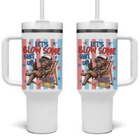 Funny Patriotic Highland Cow Tumbler With Handle 4th Of July Fireworks Celebration