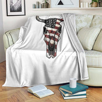 Vintage Western Cow Skull Usa Flag Throw Blanket Patriotic American Pride