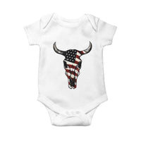 Vintage Western Cow Skull Usa Flag Baby Onesie Patriotic American Pride