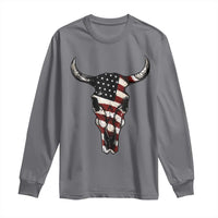 Vintage Western Cow Skull Usa Flag Long Sleeve Shirt Patriotic American Pride