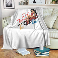 Funny Patriotic Pin Up Girl Firework USA Gift Throw Blanket Just Here To Bang