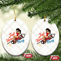 Funny Patriotic Pin Up Girl Firework USA Gift Ceramic Ornament Just Here To Bang
