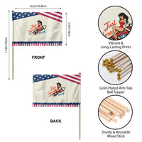 Funny Pin Up Girl Firework USA Gift Patriotic Handheld Flag Just Here To Bang