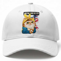 Meow Can Do It Baseball Cap Funny Feminist Cat Lover Gift