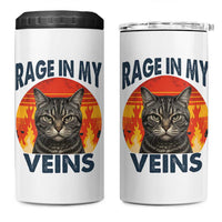 Cat Meme 4 in 1 Can Cooler Tumbler Funny Rage In My Veins Sarcastic Animal Humor