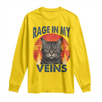 Cat Meme Long Sleeve Shirt Funny Rage In My Veins Sarcastic Animal Humor - Wonder Print Shop
