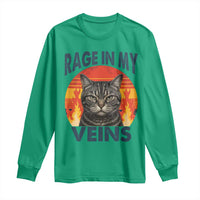Cat Meme Long Sleeve Shirt Funny Rage In My Veins Sarcastic Animal Humor - Wonder Print Shop