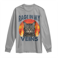 Cat Meme Long Sleeve Shirt Funny Rage In My Veins Sarcastic Animal Humor - Wonder Print Shop