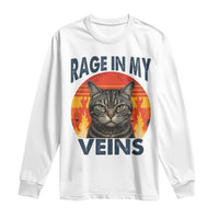 Cat Meme Long Sleeve Shirt Funny Rage In My Veins Sarcastic Animal Humor - Wonder Print Shop