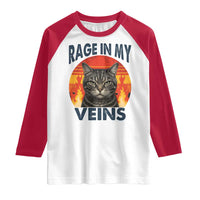 Cat Meme Raglan Shirt Funny Rage In My Veins Sarcastic Animal Humor - Wonder Print Shop