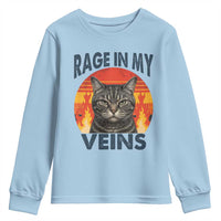 Cat Meme Youth Sweatshirt Funny Rage In My Veins Sarcastic Animal Humor - Wonder Print Shop