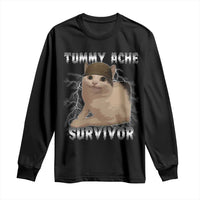 Tummy Ache Survivor Long Sleeve Shirt Cat Meme Humor Gift - Wonder Print Shop