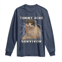 Tummy Ache Survivor Long Sleeve Shirt Cat Meme Humor Gift - Wonder Print Shop