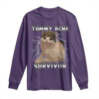 Tummy Ache Survivor Long Sleeve Shirt Cat Meme Humor Gift - Wonder Print Shop