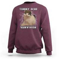 Tummy Ache Survivor Sweatshirt Cat Meme Humor Gift - Wonder Print Shop