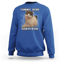 Tummy Ache Survivor Sweatshirt Cat Meme Humor Gift - Wonder Print Shop