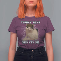 Tummy Ache Survivor T Shirt For Women Cat Meme Humor Gift - Wonder Print Shop
