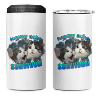 Tummy Ache Survivor 4 in 1 Can Cooler Tumbler Funny Cat Meme For Cat Lover