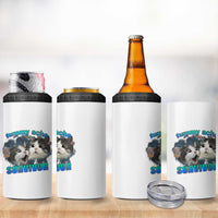 Tummy Ache Survivor 4 in 1 Can Cooler Tumbler Funny Cat Meme For Cat Lover