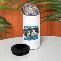 Tummy Ache Survivor 4 in 1 Can Cooler Tumbler Funny Cat Meme For Cat Lover
