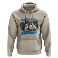Tummy Ache Survivor Hoodie Funny Cat Meme For Cat Lover - Wonder Print Shop